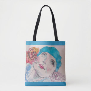 Meisje met de rode Waterverf Grocery Canvas tas