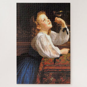 Meisje met de vogel (door William-Adolphe Bouguere Legpuzzel
