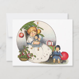 Meisje Met Doll Kerst Feest Uitnodiging