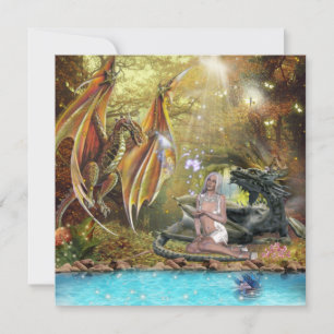 Meisje met dragons Vlat Holiday Kaart