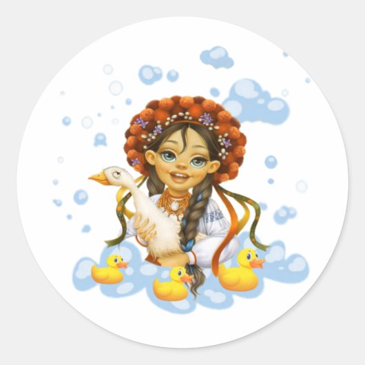 Meisje met Duck-Stickers en labels (Voorkant)