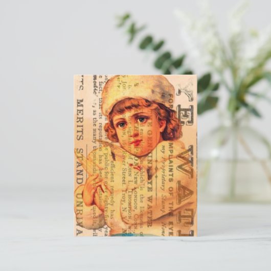 meisje met duik en AD Briefkaart (Staand voorkant)