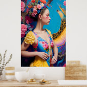 Meisje met een bloemenpak poster (Keuken)