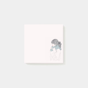 Meisje met een coole, sjieke afbeelding post-it® notes