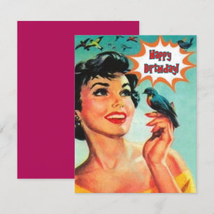 Meisje met een fijne vogeldag kaart