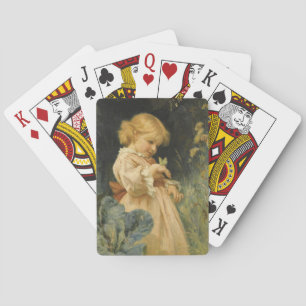 Meisje met een gele vlinder pokerkaarten