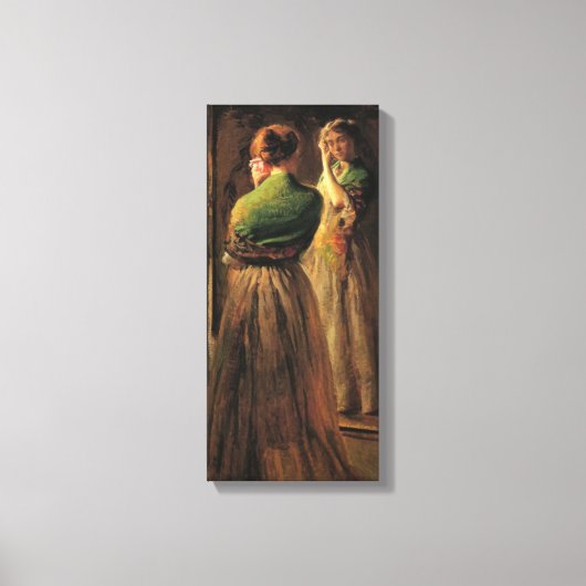 Meisje met een groene sjaal (door Joseph DeCamp) Canvas Afdruk (Voorkant)