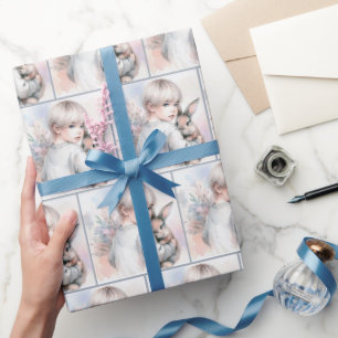 Meisje met een huisdier Bunny Cadeaupapier