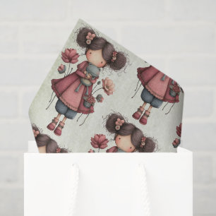 Meisje met een kikkerpop Schattig grillig patroon Tissuepapier