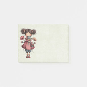 Meisje met een kikkerpop Schattig Whimsical Post-it® Notes