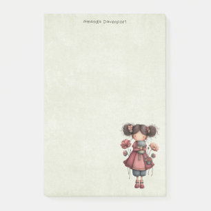 Meisje met een kikkerpop Schattig Whimsical Post-it® Notes