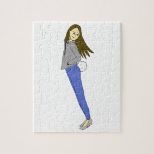 meisje met een konijnenstaart legpuzzel