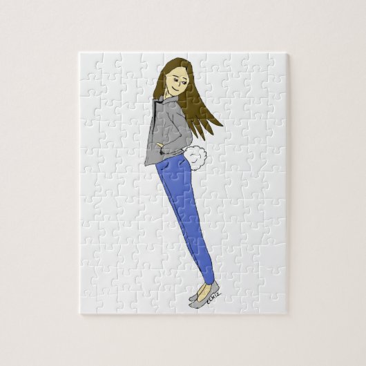 meisje met een konijnenstaart legpuzzel (Verticaal)
