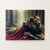 Meisje met een leeuw legpuzzel (Horizontaal)