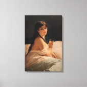 Meisje met een medaillon (door Gerolamo Induno) Canvas Afdruk (Voorkant)