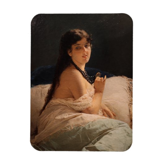 Meisje met een medaillon (door Gerolamo Induno) Magneet (Verticaal)
