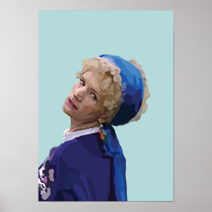 Meisje met een papegaai poster