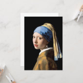 Meisje met een parel die een Nederlands Vermeer-gr Kaart (Voorkant / Achterkant in situ)