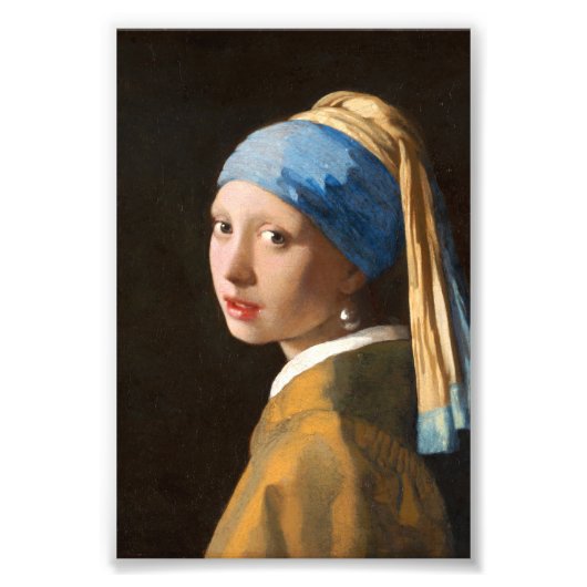 Meisje met een parel die portret schildert foto afdruk (Voorkant)