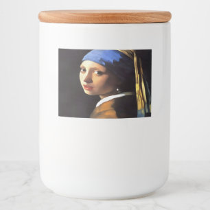Meisje met een parel na Johannes Vermeer Voedselcontainer Etiket
