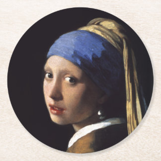 Meisje met een parel om Johannes Vermeer te winnen Ronde Kartonnen Onderzetter