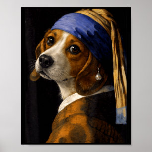Meisje met een parel oorbel beagle grappige hond m poster