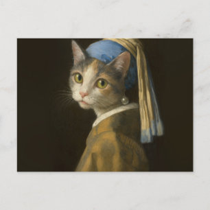 Meisje met een Parel Oorbel Kat Briefkaart