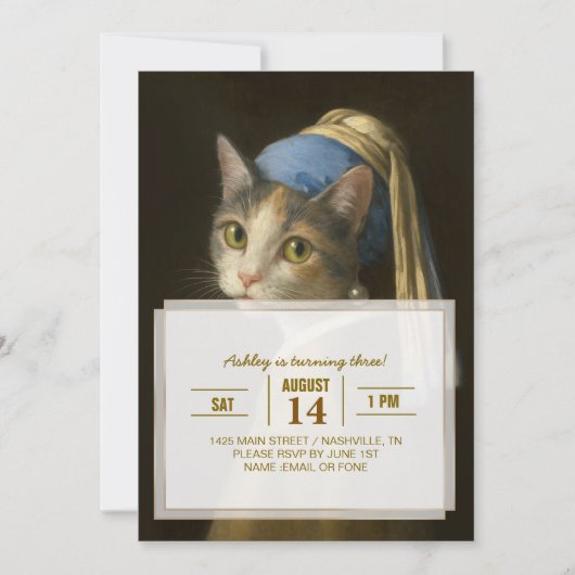 Meisje met een Parel Oorbel Kat Kaart (Voorkant)