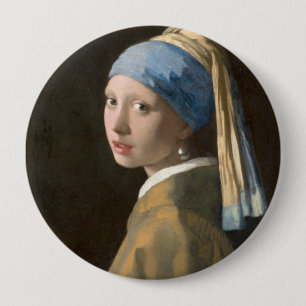 Meisje met een parel ronde button 4,0 cm