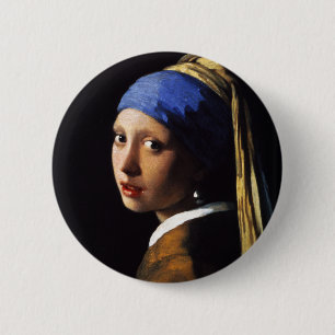 Meisje met een parel ronde button 5,7 cm