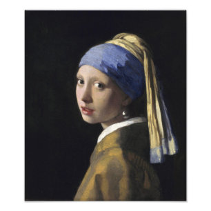 Meisje met een parel van Johannes Vermeer Foto Afdruk