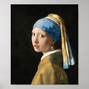 Meisje met een parel van Johannes Vermeer Poster