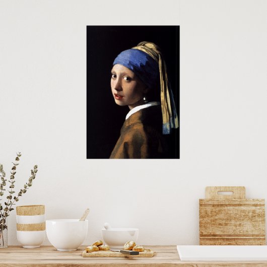 Meisje met een parel van Johannes Vermeer Poster (Keuken)