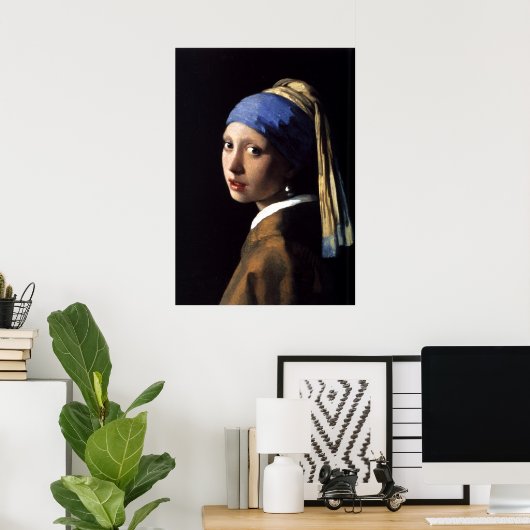 Meisje met een parel van Johannes Vermeer Poster (Thuiskantoor)