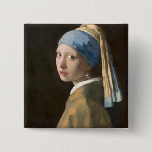 Meisje met een parel vierkante button 5,1 cm