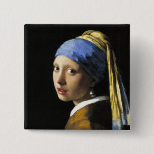Meisje met een parel vierkante button 5,1 cm