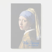 Meisje met een parelaar die briefjes 4x6 verkrijgt post-it® notes (Voorkant)