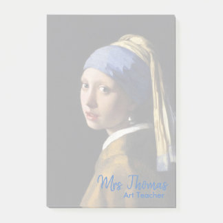 Meisje met een parelaar die briefjes 4x6 verkrijgt post-it® notes