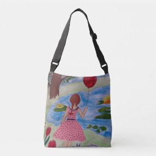 Meisje met een rode ballon crossbody tas