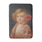 Meisje met een rode bloem in haar haar badmat (Voorkant Verticaal)