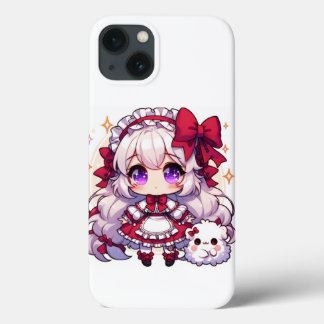 Meisje met een schattig rood lint iPhone 13 hoesje