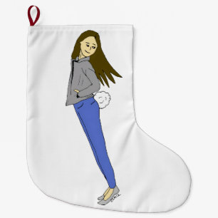 meisje met een staart grote kerstsok