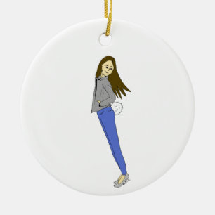 meisje met een staart keramisch ornament
