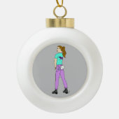 meisje met een staart keramische bal ornament (Voorkant)