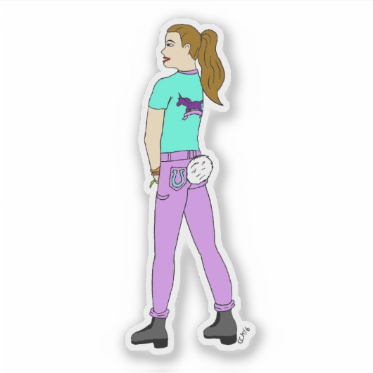 meisje met een staart sticker (Voorkant)