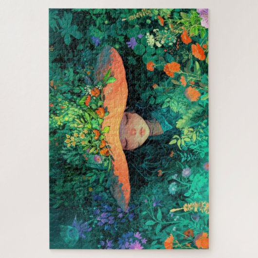 Meisje met een tuin op haar hoofd Jigsaw Puzzel (Verticaal)