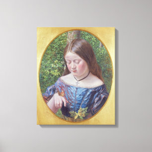 Meisje met een vlinder canvas afdruk