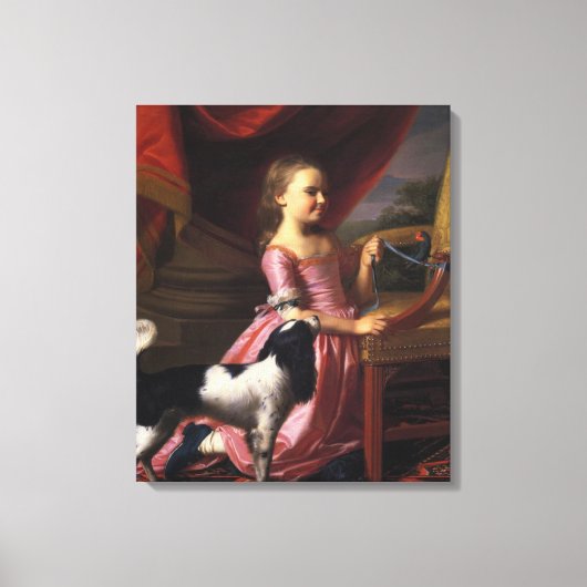 Meisje met een vogel en een hond (John Singleton C Canvas Afdruk (Voorkant)