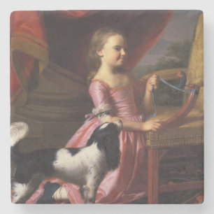 Meisje met een vogel en een hond (John Singleton C Stenen Onderzetter