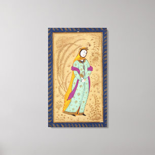 Meisje met een wijnvat en een peren uit de La Canvas Afdruk